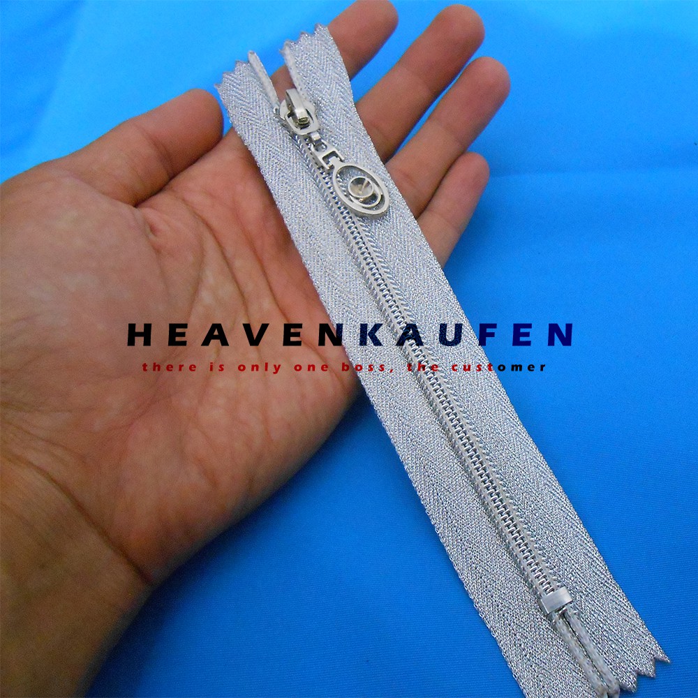 Resleting Zipper Blink Blink Coil 15 cm Silver Perak Mengkilap Kelap Kelip