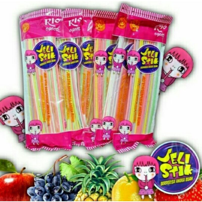 

Jelly stick panjang isi 50pcs aneka rasa buah segar permen jeli stik panjang