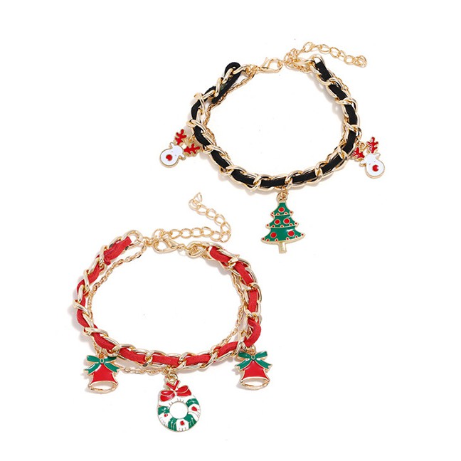 LRC Gelang Tangan Fashion Elk Tree Set Suede Chain Santa Claus Elk Bracelet D22128