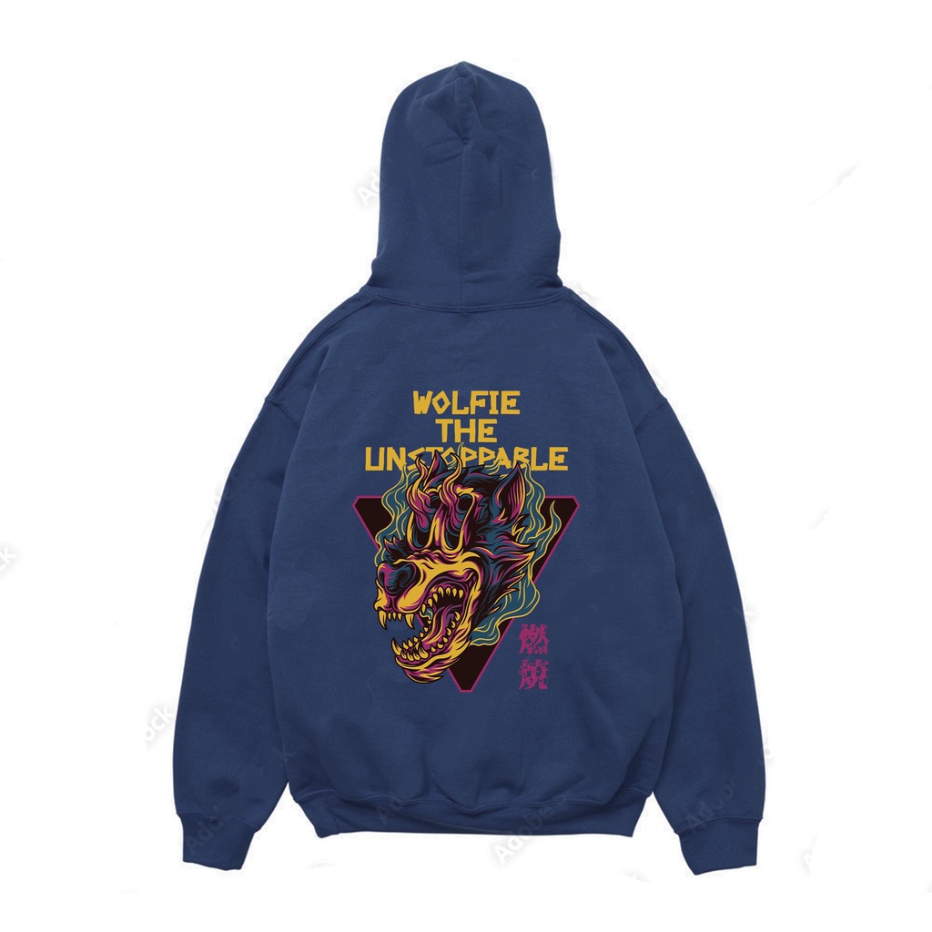 Hoodie Pria Wolfie Sweater Pria Fleece Size M - XXL