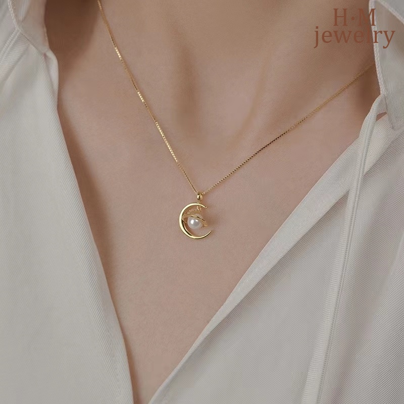 Kalung Rantai Sterling Silver 925 Dengan Liontin Planet / Bulan Warna-Warni Untuk Wanita
