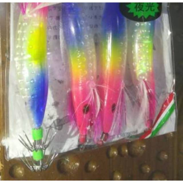 Kail umpan pancing cumi - SEAWOOD squid jig udang 4 inchi