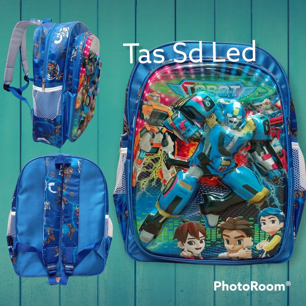 RANSEL SEKOLAH ANAK SD TAS ROBOT LAMPU LED