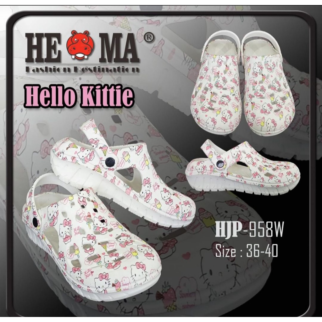 (COD) Sandal Baim Kodok Korea Karet Empuk Hello Kitty Wanita Hema 958