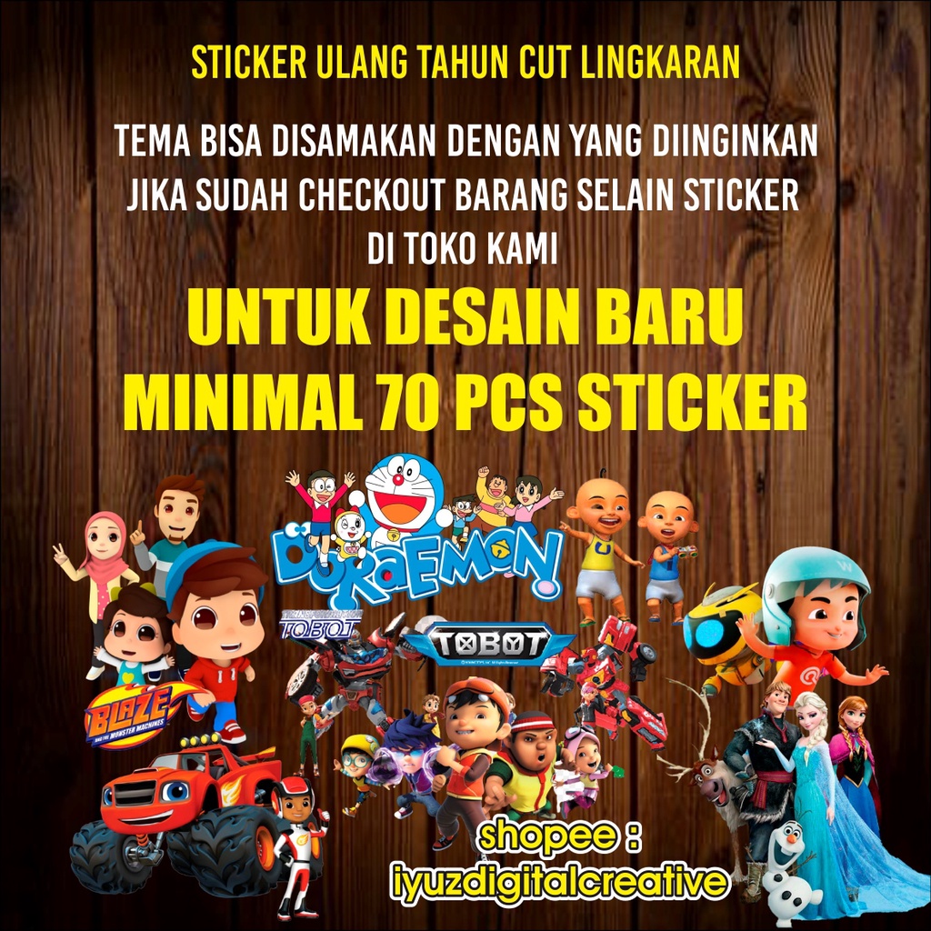 

cetak stiker bulat ulang tahun anak / custom / stiker ultah / free desain template / birthday