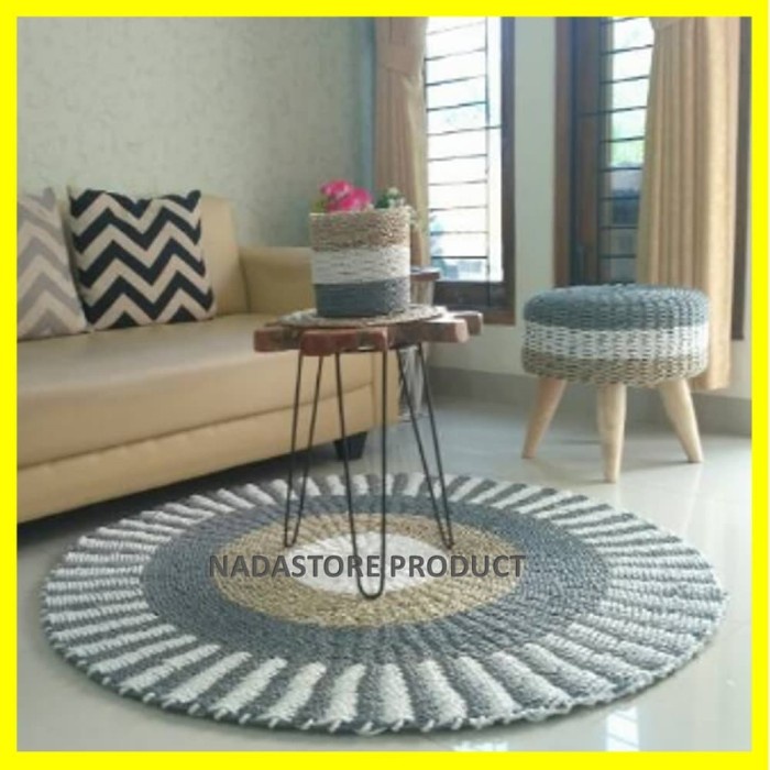 Tikar - Karpet Bulat / Karpet Seagrass / Rug / Tikar Naturalan Anyaman