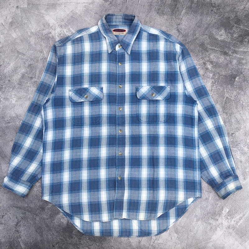 kemeja flannel motif veterano vintage