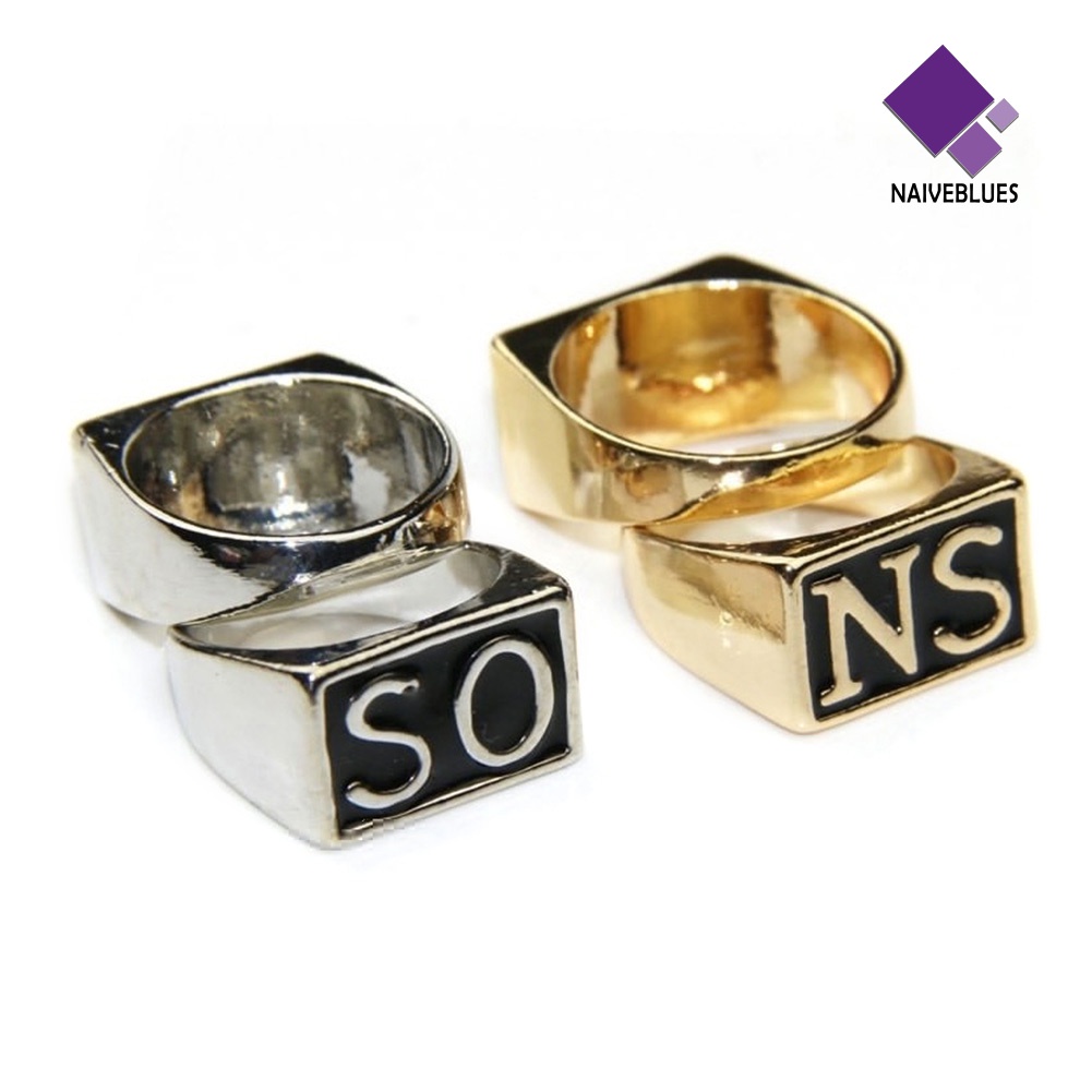 2pcs / set Cincin Jari Bahan Stainless Steel Gaya Punk Untuk Pasangan