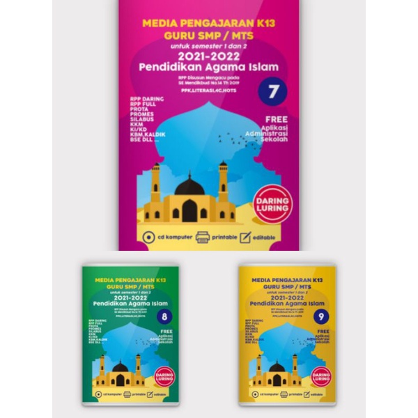 RPP 1 Lembar, Darin  Luring PAI pendidikan Agama Islam k13 perangkat Pembljran SMP kelas 7,8 dan 9