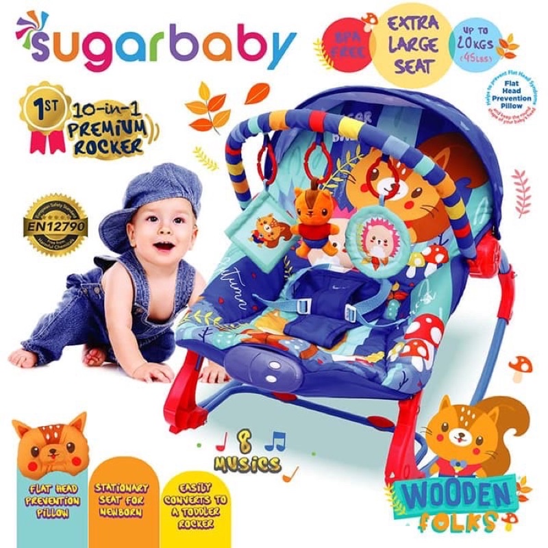 SUGAR BABY Premium Rocker 10 in 1 - SUGAR BABY Bouncer bayi