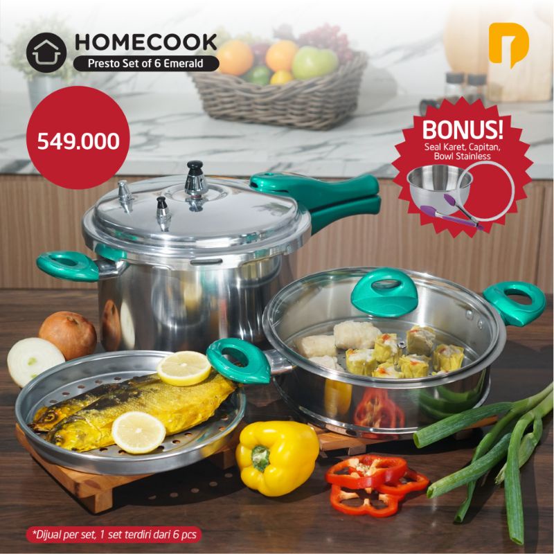 Panci Presto Homecook Presto Set Of 6 Emerald
