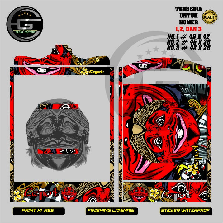 DECAL EBOD / TEBOK SANGKAR KOTAK NO. 1,2,3 GAMBAR TOKOH CEPOT