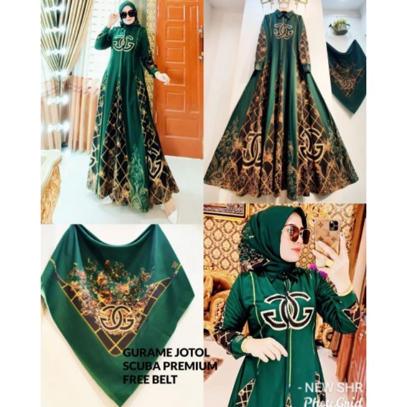 Maxi Scuba Premium ORI SHR - Maxi Gurame SHR - Gamis Syari SHR - Gamis Set Hijab SHR HY SYAHIRA