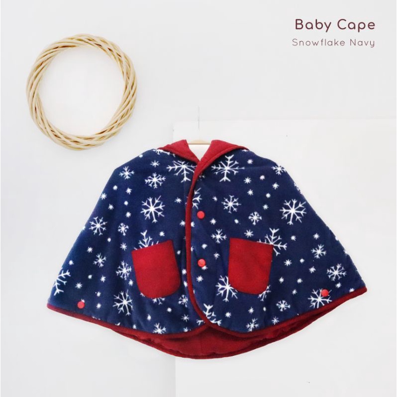 CuddleMe Baby Cape Original Cuddle Me Jaket Mantel Anak Bayi Balita Laki Laki Perempuan Boy Girl Cowok Cewek 0 6 12 Bulan 1 2 3 Tahun-Snowflake navy
