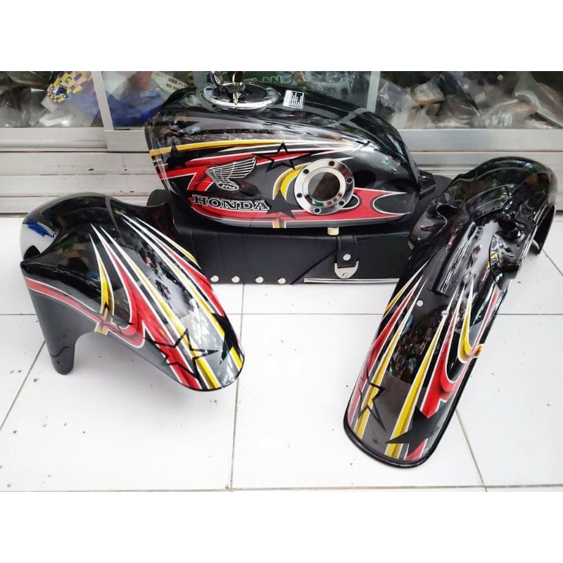 BAJU SET CB GLATIK DRUM CAT NEW BLACK SOLID PLUS AQUARIUM DAN TUTUP TANGKI NINJA