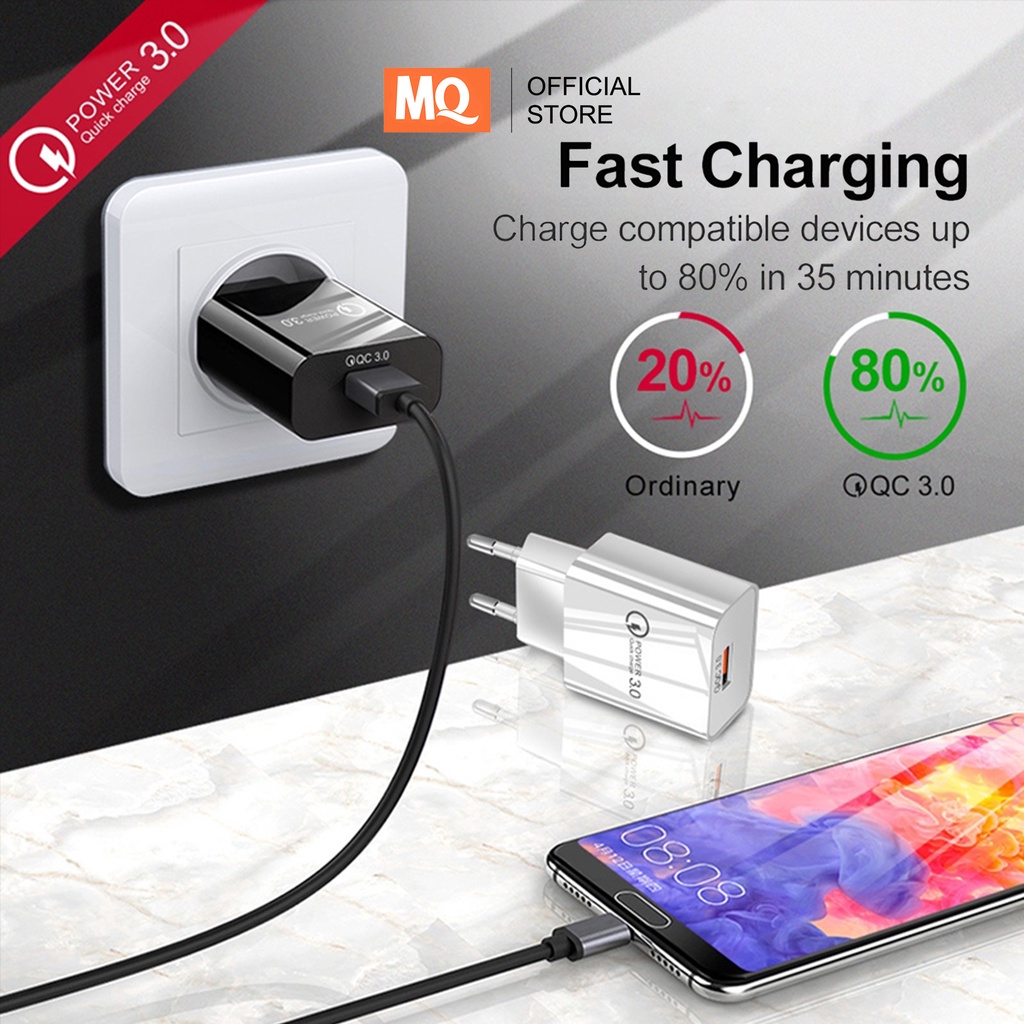 MQ Adapter Charger Dinding Single Port 18W QC3.0 Fast Charging untuk Travel MQ-FT03