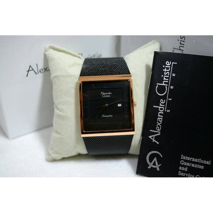 JAM TANGAN PRIA ASLI  ALEXANDRE CHRISTIE AC 8333 WANITA ORIGINAL ROSEGOLD BLACK  I TERLARIS I