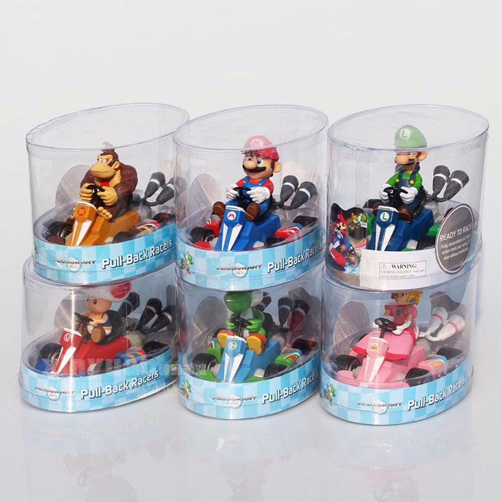 [Elegan] Super Mario Anime Kart Pull Back Cars Bowser Figure Action Figure Mainan Jamur Luigi Model Monyet PVC Monkey Dragon Kart