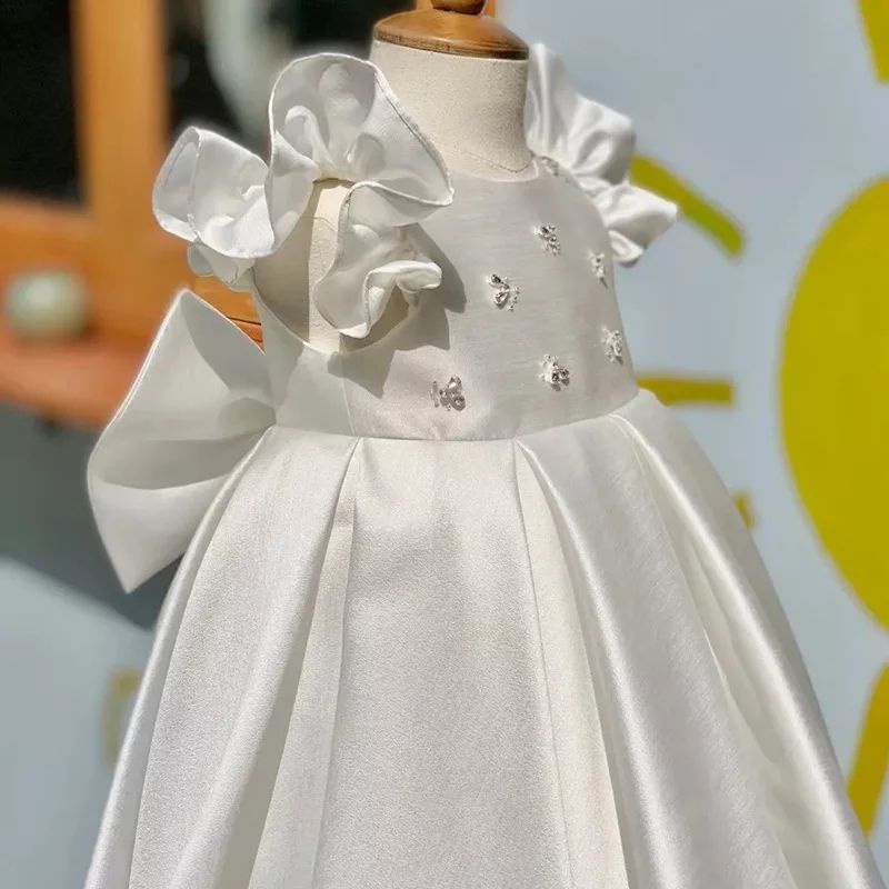 DRESS BAPTIS ANAK PEREMPUAN GAUN PESTA ULANG TAHUN BAYI PEREMPUAN DRESS OFF WHITE GAUN TUTU ROK TILE