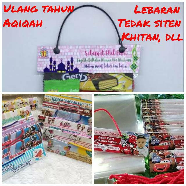 Label Snack Bingkisan Plastik Custom Ulang Tahun Aqiqah Tedak Siten