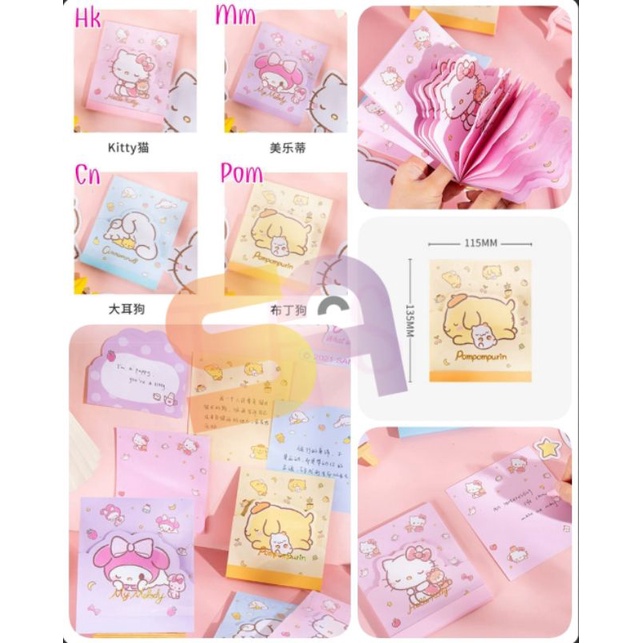 

STICKY NOTE SANRIO ORI HELLOKITTY MYMELODY CINNAMONROLL POMPURIN