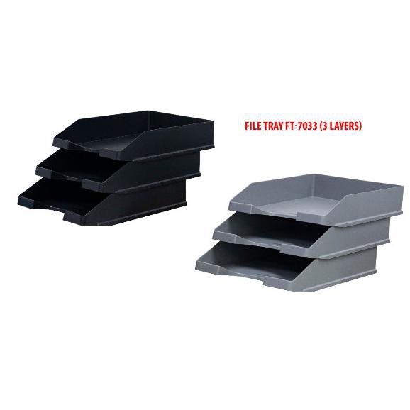 

✨ BISA COD ✨ File Tray 3 Layers FT-7033 Kenko - Hitam DISKON Kode 1126