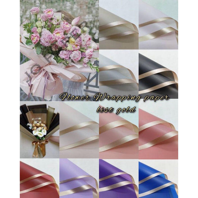 

1 Lembar Kertas Buket List Emas - Flower Wrapping paper All variasi - Kertas Buket list gold