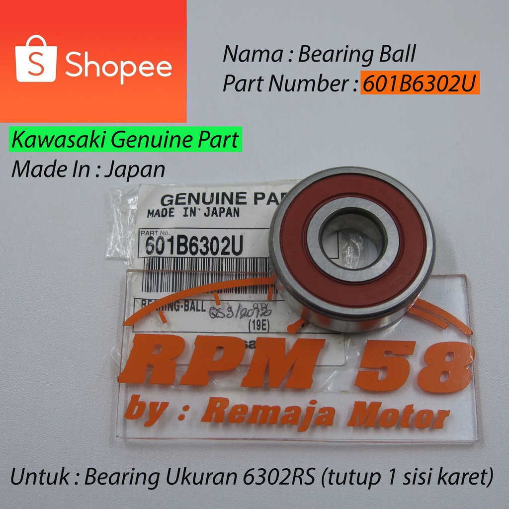 Laher Bearing Roda Kawasaki Ninja R RR belakang Kanan ORIGINAL 6302RS 601B6302U