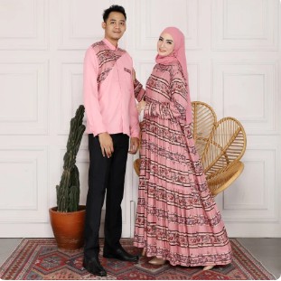 Gamis Couple Fitri Pasangan Remaja Modis Kekinian Modern Terbaru 2021 Couple Lebaran