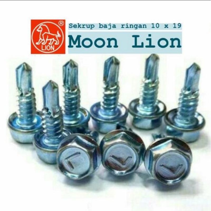 Baut / sekrup baja ringan 10x19 moon lion