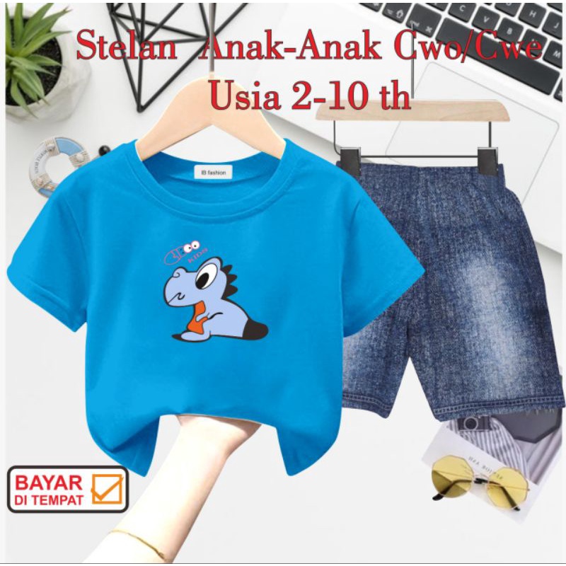 ((IB))SETELAN ANAK2 UNISEX SEMI JEANS/DINO DIGITAL SABLON