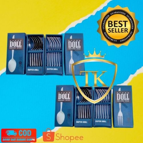 (COD) SENDOK MAKAN SUPER DOLL SENDOK SUPER DOLL 6 PCS ORIGINAL