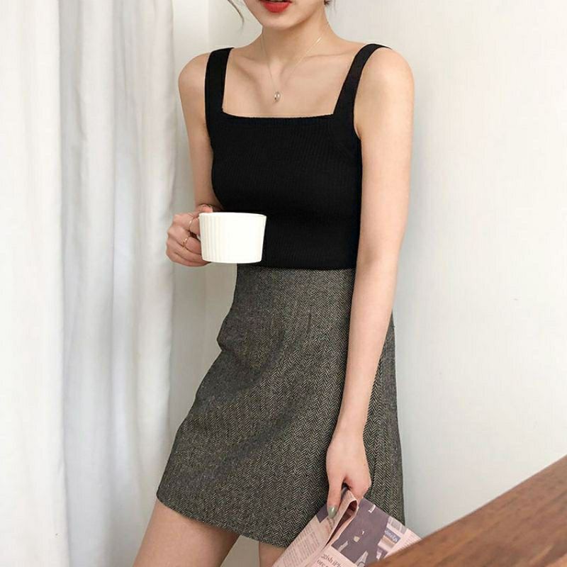 Tanktop Rajut Model Korean Street style(bahan meral)