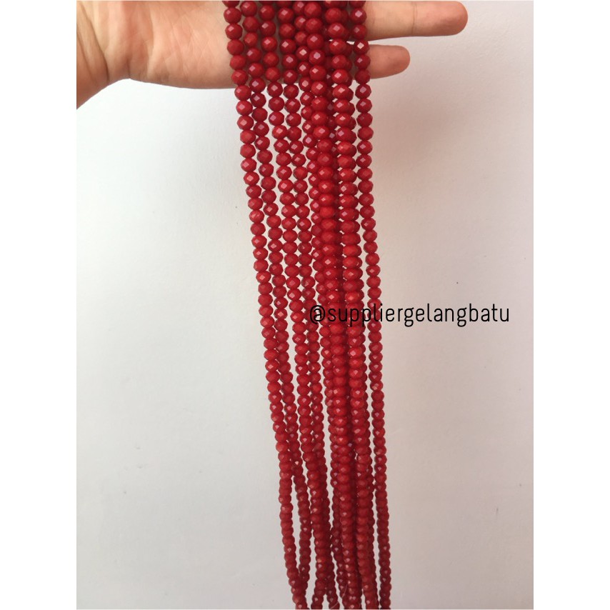 Crystal Ceko Doff 8mm MERAH MAROON beads manik donat rondelle grosir aksesoris kristal bakpao bapao