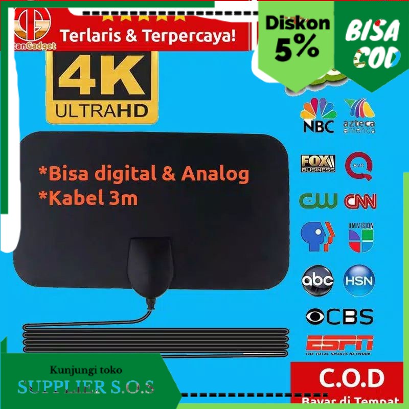 ♥️S.S♥️ (BISA COD) Taffware Antena TV Indoor DVB-T2 25DB 4K HIGH GAIN