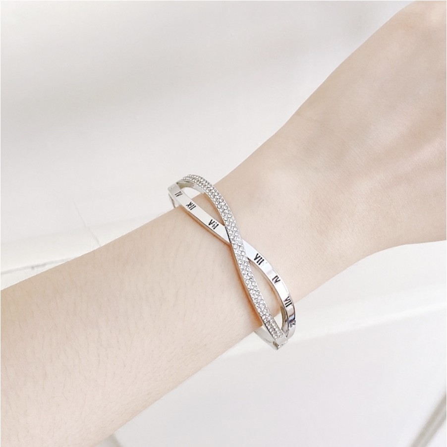 Gelang Titanium Romawi Diamond Fashion Korea Dalika-Silver