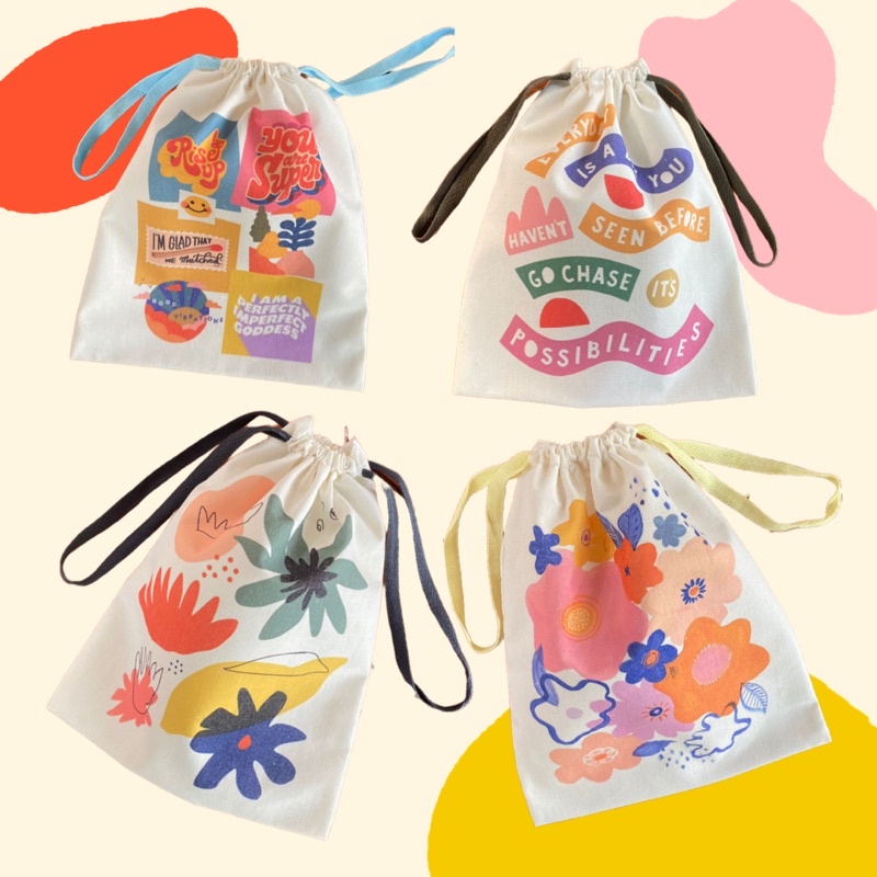 (READYSTOCK) POUCH SERUT DRAWSTRING BLACU MURAH AESTHETIC CUTE KEKINIAN