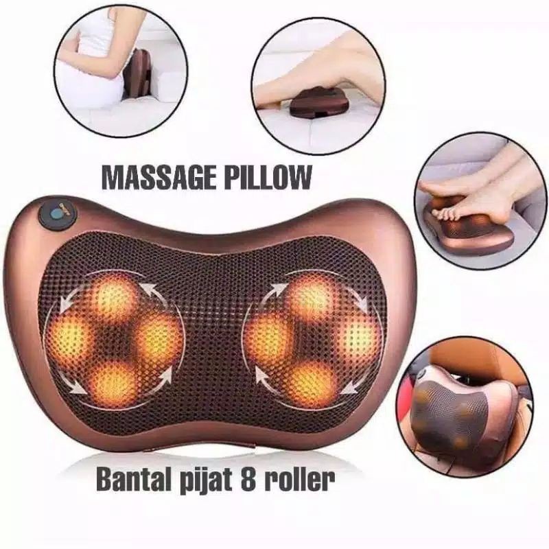 Bantal Pijat 8 Bola portable Car Home Masaage Pillow Alat Pijat - Shiatsu Leher - Bantal Pijit