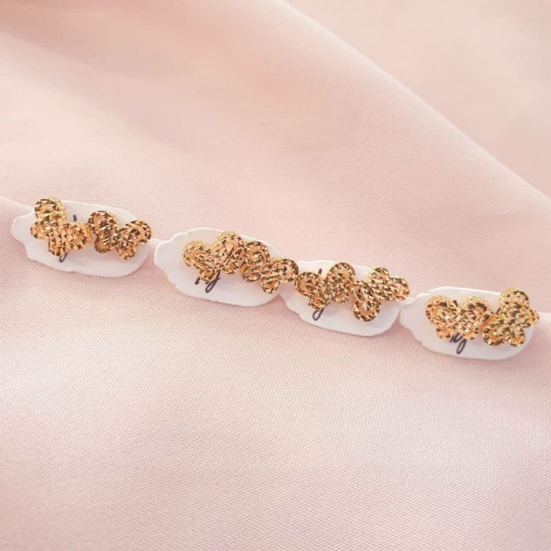 Anting tusuk giwang kupu - kupu ukir emas asli kadar 375 8K