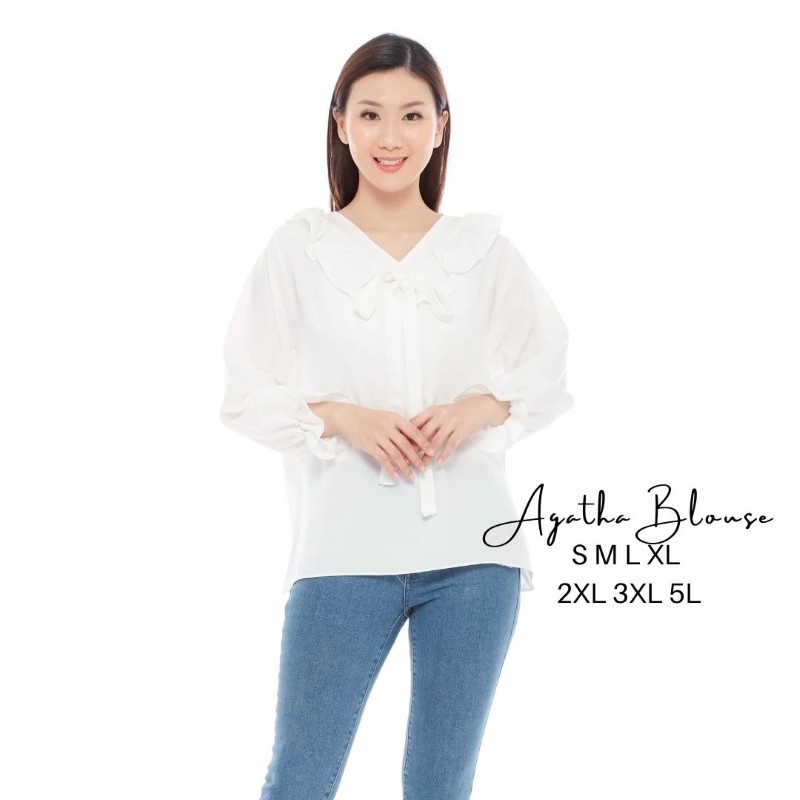 Size S M L XL XXL 3XL 4XL/5L - Agatha Blouse - Blouse Jumbo - Atasan Wanita Jumbo - Baju Jumbo - Tasan Big Size-4