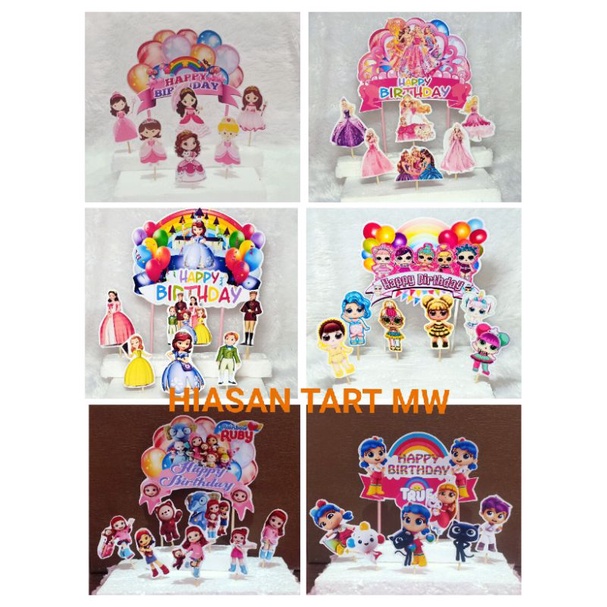 Topper Cake Ulang Tahun Karakter Perempuan / Hiasan Kue Tart / Topper Lol Little Pony Frozen Hello K