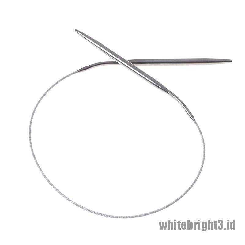 ❤White3 Warna Putih❤ 11pcs / set Jarum Jahit Rajut Dengan Bentuk Bulat Dan Bahan stainless Steel Ukuran 43 / 65 / 80cm