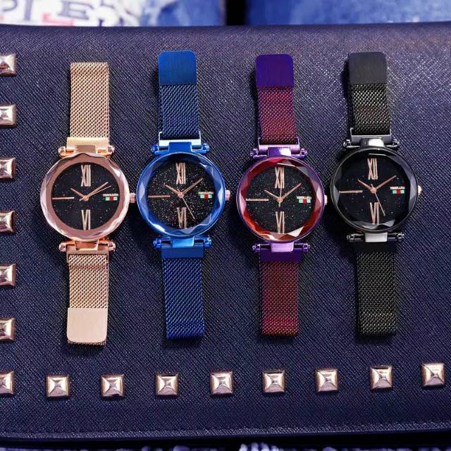 Jam Tangan Fashion Wanita - Jam Tangan Korea AB8009DR- Jam Tangan Magnet Tali Pasir -