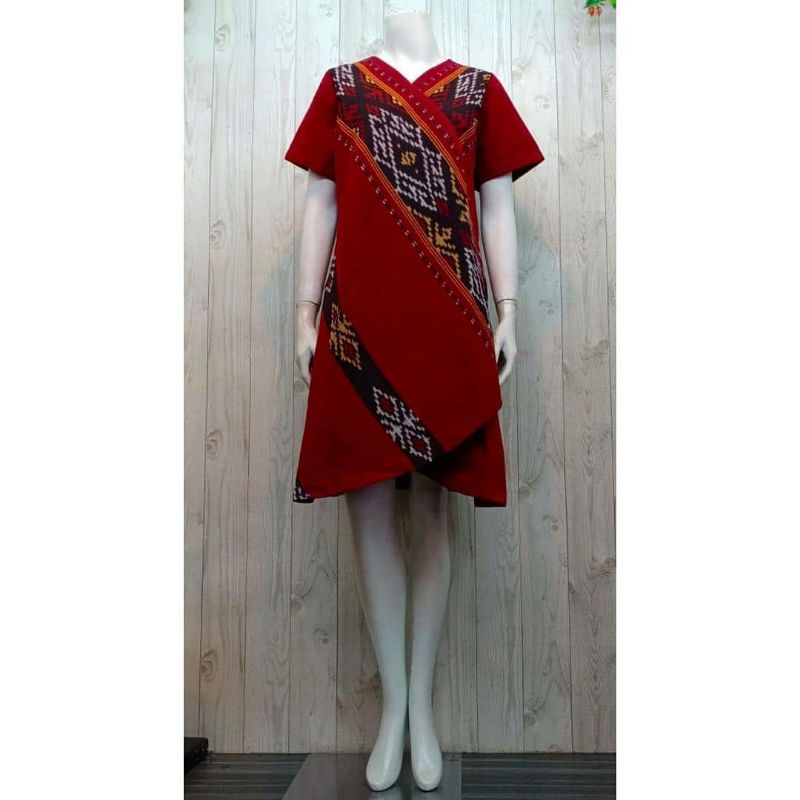 dress tenun ikat jepara motif rote baju pesta tenun jepara Dtb133