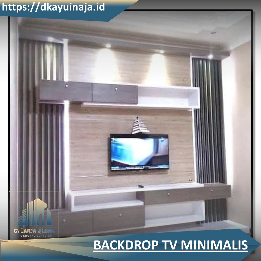 Backdrop tv 200x120x35cm Finishing: HPL (Bukan PVC Sheet) + edging pvc untuk pinggirnya