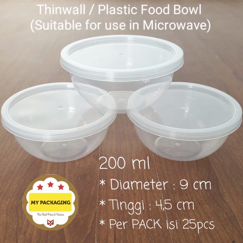 25 set. Mangkok 200ml Plastik 200 ml / CUP Puding / CUP SALAD / Thinwall  Food Container kolek BPA FREE