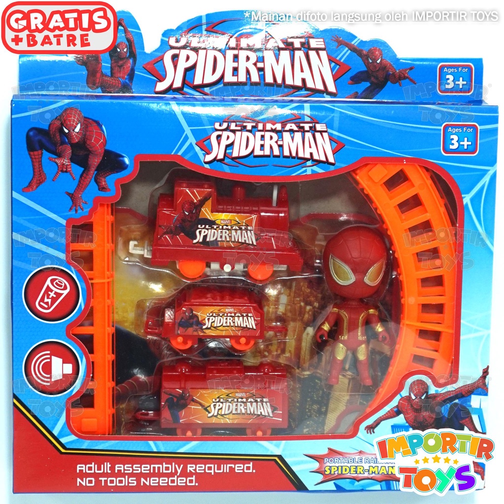 Mainan Anak Set Kereta Api Spiderman Electric Rail dengan Suara Toys Kids