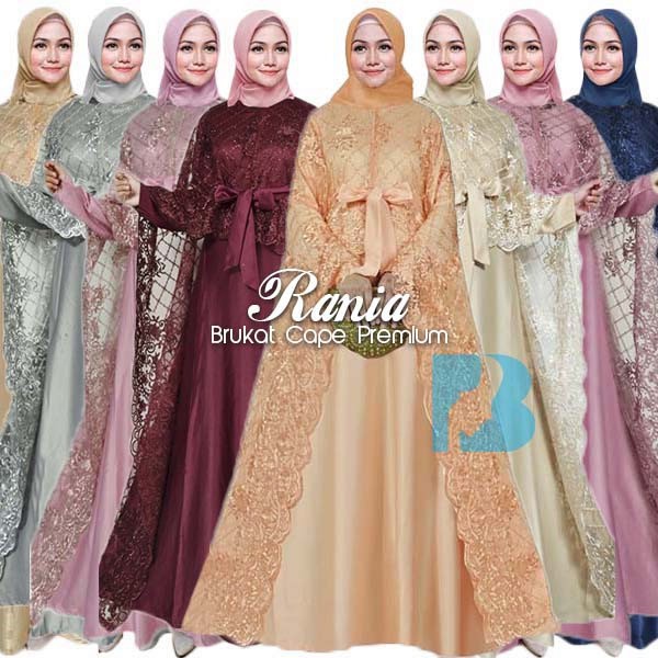 GAMIS PESTA RANIA BRUKAT CAPE PREMIUM