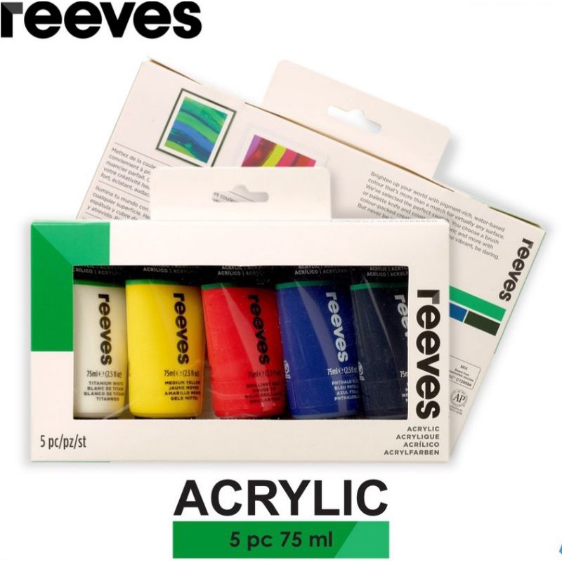 

Reeves Fine Artist Acrylic Colour Primary Set 5 x 75 ml