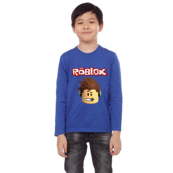 kaos anak roblox lengan panjang bahan premium(free nama)